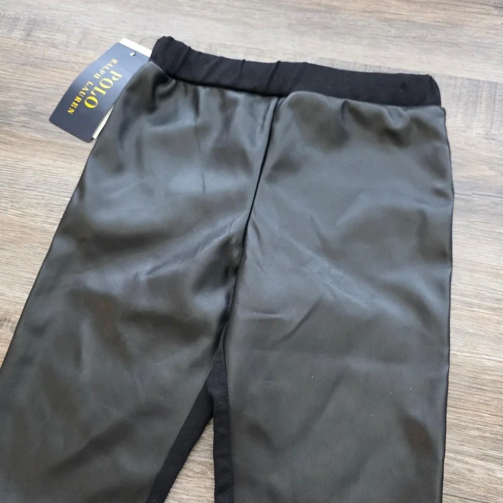 Polo Ralph Lauren Toddler Girls Faux Leather Panel Leggings Black 3T NWT